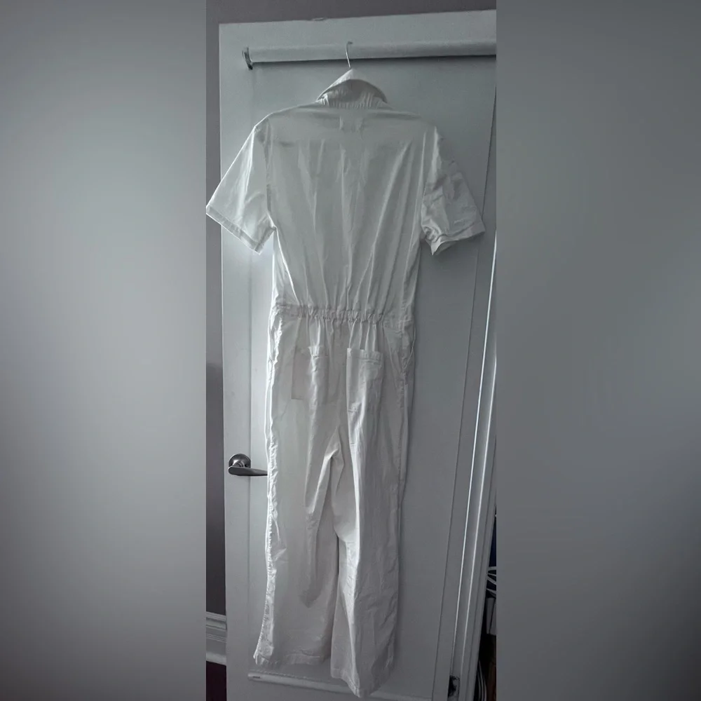 KOTN White Short-Sleeve Button Front Jumpsuit - Picture 2 of 3